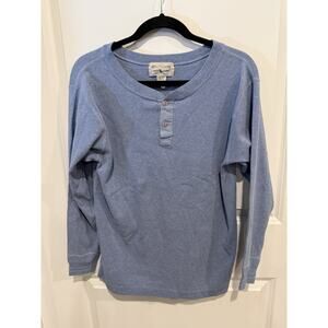 Vintage Ralph Lauren Roughwear Light Blue Henley Shirt 100% Cotton Hong Kong